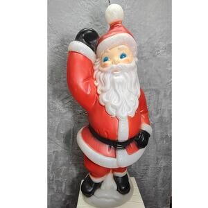 Vintage 70s Blow Mold Santa Christmas Lights Rare Decoration 40" Tall XMAS